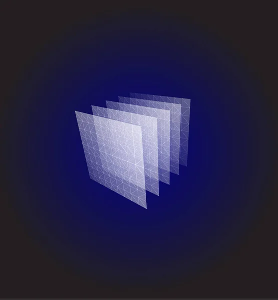 Forme abstraite. Visualisation géométrique bleue, calque cube. Illustration vectorielle d'architecture 3D . — Image vectorielle
