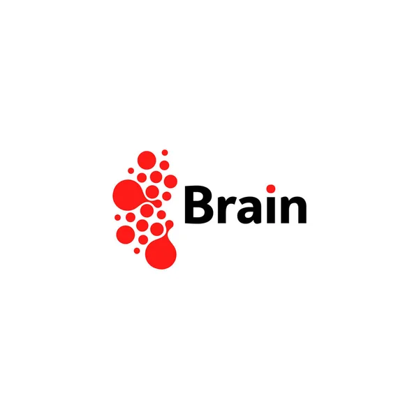 Brain hemispheres logo, red round shapes, abstract vector unusual logotype template. Medical or other science simple isolated sign.