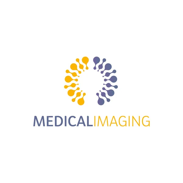 Beyin hemisferlerin logosu, yuvarlak şekiller, vektör sıradışı logo şablonu soyut. Tıbbi ya da diğer bilim basit izole işareti.