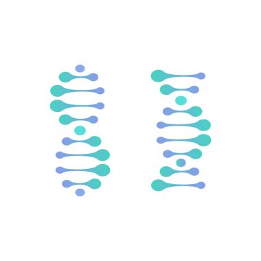 Abstract DNA molecule vector logo. Turquoise and blue color science sign. Laboratory of scientific discovery logotype. Stem cells cultivation technology research,medical business icon,design element. clipart