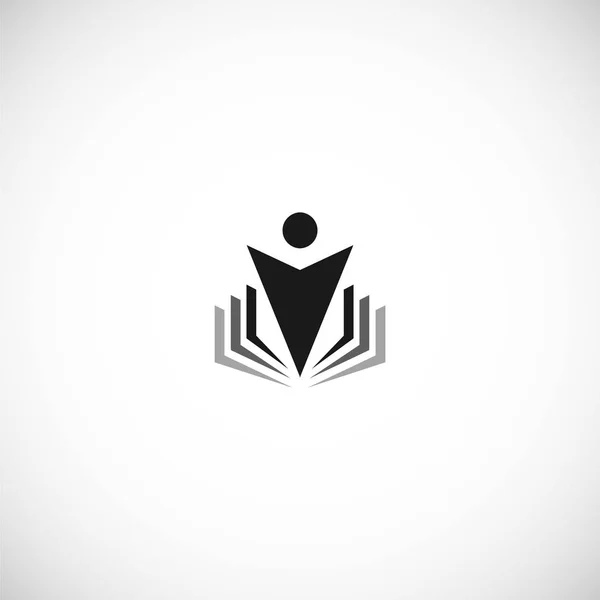 Isolé abstrait couleur noire éducation et apprendre logo, université et livre scolaire, diplômés silhouettes humaines logotype sur fond blanc illustration vectorielle. Symbole pédagogique — Image vectorielle
