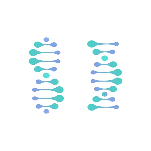 Abstrakta Dna molekyl vektor logotypen. Turkosa och blå färg vetenskap tecken. Laboratoriet för vetenskapliga upptäckter logotype. Stamceller odling teknik forskning, medicinsk business ikonen, designelement. — Stock vektor