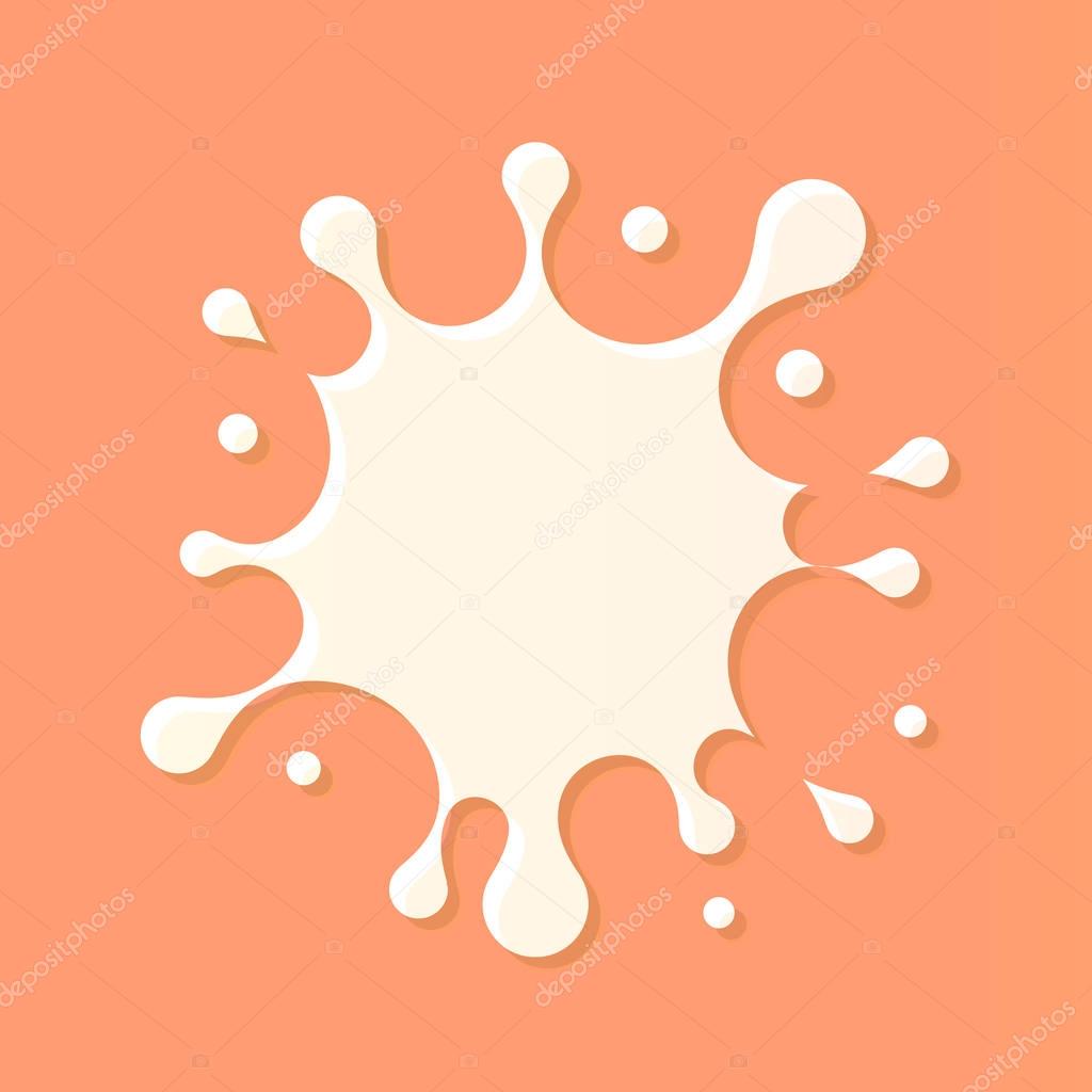 Milk splash blot on beige background. Vector illustration top view. Milky fresh product logo element template