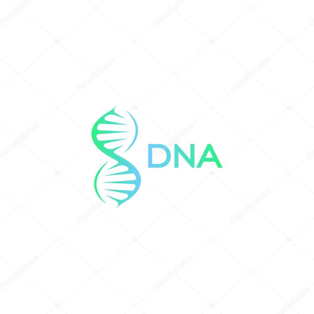 Abstract DNA molecule vector logo. Turquoise and blue color science sign. Laboratory of scientific discovery logotype. Stem cells cultivation technology research, medical business icon,design element