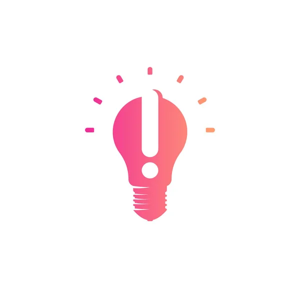 Abstraktní idea symbolu, žárovka eureka znamení přechodu barvu vektorové izolované logo na bílém pozadí. — Stockový vektor