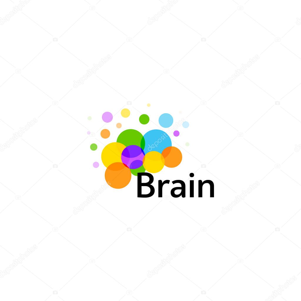 Brain Logo silhouette design vector template. Think Idea concept. Brain storm power thinking logotype icon. Isolated abstract unusual creative digital brainstorming idea symbol