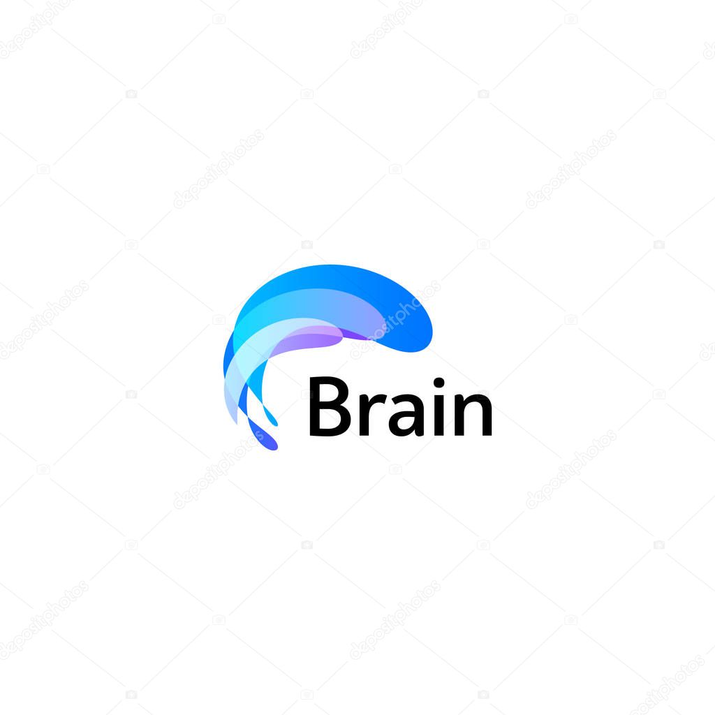 Brain Logo silhouette design vector template. Think Idea concept. Brain storm power thinking logotype icon. Isolated abstract unusual creative digital brainstorming idea symbol