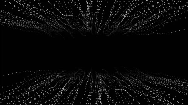 Abstrakta futuristiska flöde prickar. Sammanflätning web, ett nätverk av linor, en ovanlig geometriska svarta och vita vektor mönster. — Stock vektor