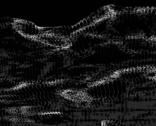 Soyut futuristik çizgiler ve noktalar Kılavuzu. İç içe geçmiş web, bir ağ halatlar, bir sıra dışı geometrik siyah beyaz vektör desen.