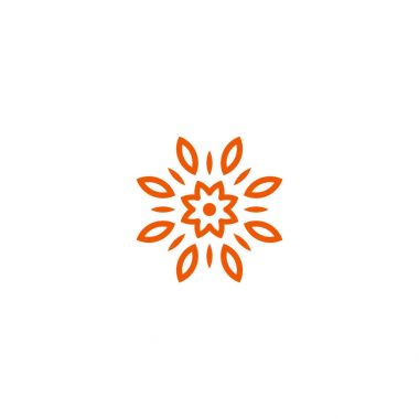 Çiçek vektör doğrusal logosu. Turuncu çizgi sanat simgesi. Özet bahçe sembolü.