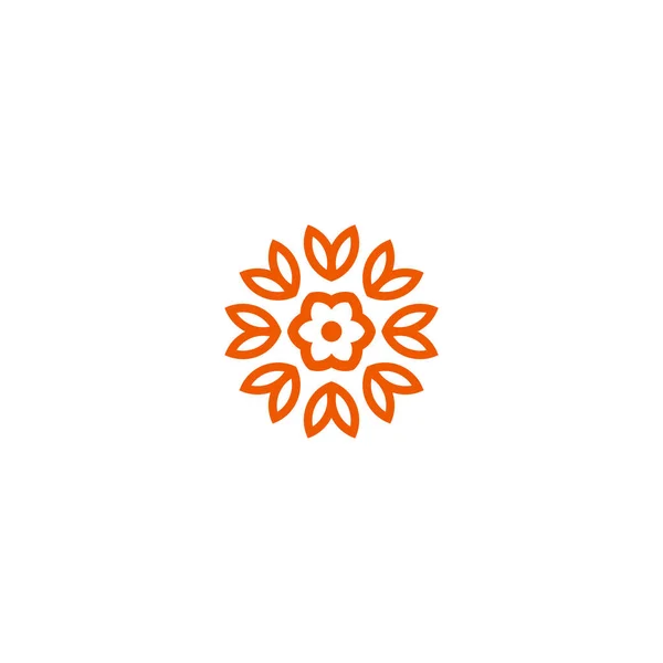 Flor vetor logotipo linear. Ícone do sol da arte da linha laranja. Esboço jardim símbolo abstrato . —  Vetores de Stock