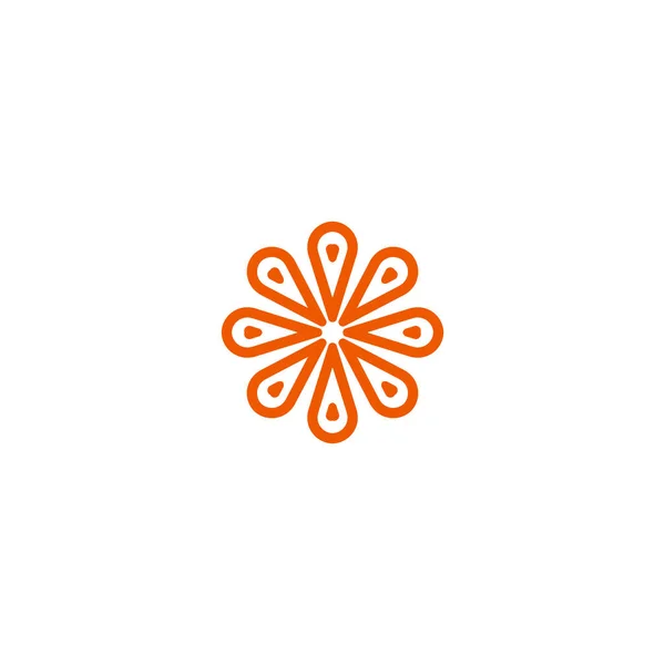 Bloemenvector lineair logo. Oranje lijn art sun icoon. Outline tuin abstract symbool. — Stockvector