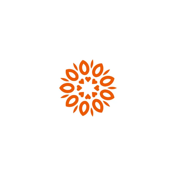 Logo linéaire vectoriel fleur. Icône soleil art ligne orange. Schéma jardin abstrait symbole . — Image vectorielle