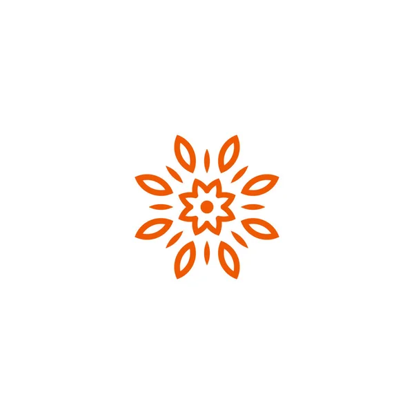 Flor vetor logotipo linear. Ícone do sol da arte da linha laranja. Esboço jardim símbolo abstrato . —  Vetores de Stock