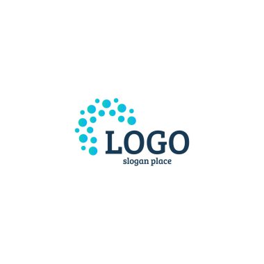 Soyut noktalı vektör logo şablonu. Çeşitli evrensel izole sıradışı logo.