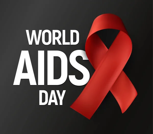 分離レッドリボン、Hiv 意識のベクトルのロゴ、灰色の背景に白いテキスト世界エイズデー エイズ baner を停止します。. — ストックベクタ