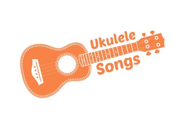 Hawaii Ulusal müzik aleti. Beyaz arka planda, vektör çizim modern turuncu ukulele.