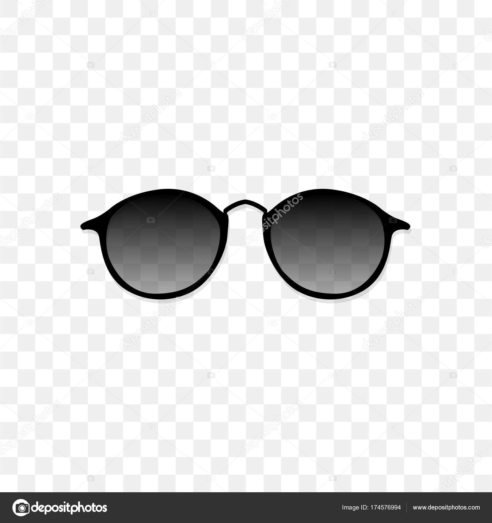 Realistic sunglasses with a translucent black glass on a