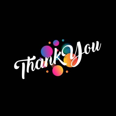 Siyah tatil kartı veya logo yazıt ile bir kaligrafi stilde yazı ile teşekkür ederim. Karşılama amblemi metin çevrili basit, odak ve odak toplar, noktalar, yıldız tarafından.