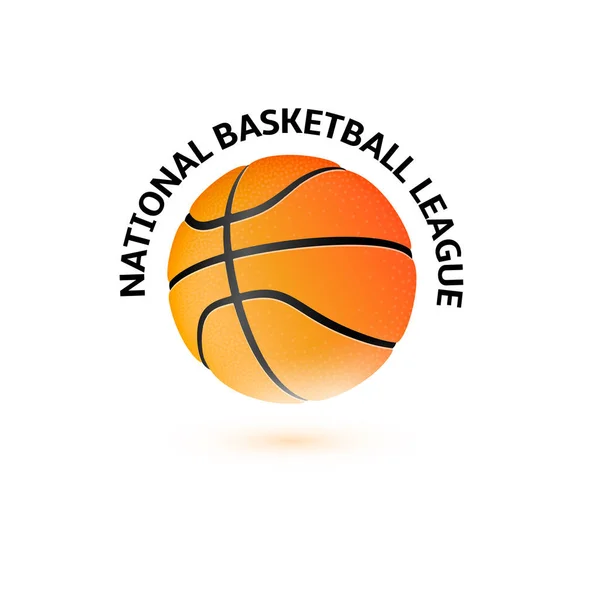 Diseño del logo del campeonato de baloncesto. Liga Nacional de Baloncesto. Logotipo deportivo profesional. Bola de color naranja, ilustración vectorial . — Vector de stock