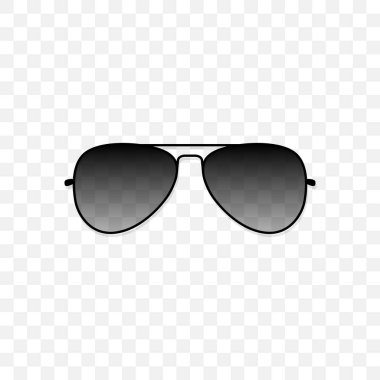 Saydam bir arka plan üzerinde yarı saydam bir siyah cam ile gerçekçi güneş gözlüğü. Koruma güneş ve ultraviyole ışınları. Moda Aksesuar vektör çizim.