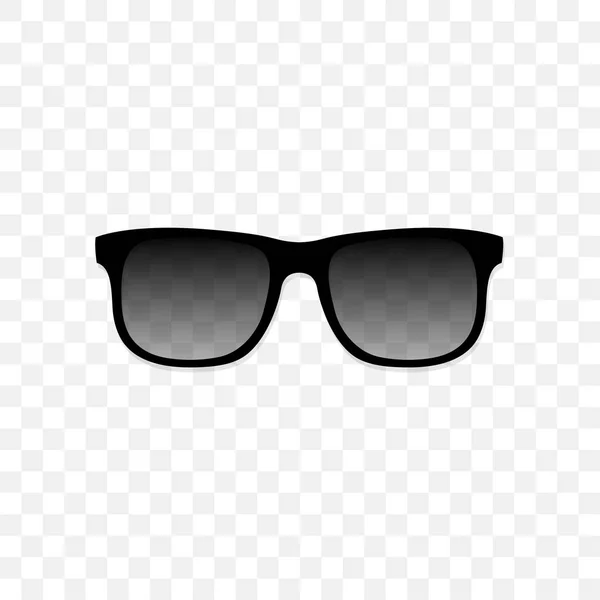 Óculos de sol realistas com um vidro preto translúcido em um fundo transparente. Proteção contra o sol e raios ultravioleta. Ilustração de vetor acessório de moda . — Vetor de Stock