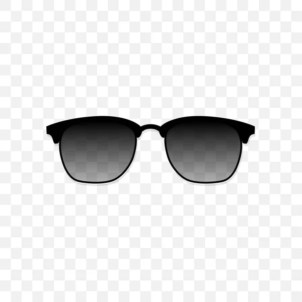 Gafas de sol realistas con un cristal negro translúcido sobre fondo transparente. Protección contra el sol y los rayos ultravioleta. Moda accesorio vector ilustración . — Vector de stock