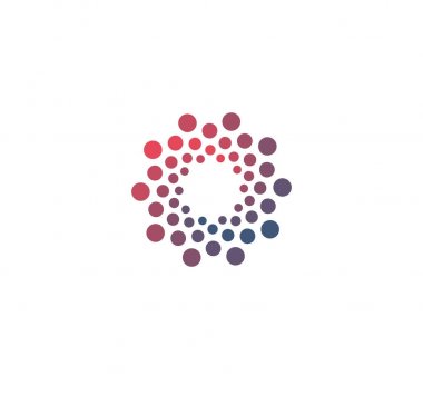 Gelişmiş analiz büyük dat temel sembolü. Yapay zeka işaret geliştirilmesi. Soyut yenilikçi yüksek teknoloji logo şablonu. Renkli Daireler simgesinden yuvarlak. Bilgisayar akıllı, öğrenme makine.