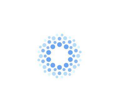 Mavi renk yuvarlak daire logo. Su vektör logo şablonu. Yenilikçi temizlik ve yöntem buz gibi. Köpüklü içecek simgesi.