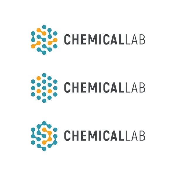 Шаблон логотипа химической лаборатории. Абстрактный шестигранный векторный логотип. Биология hi-tech технологии логотипы. Медицинское оборудование — стоковый вектор