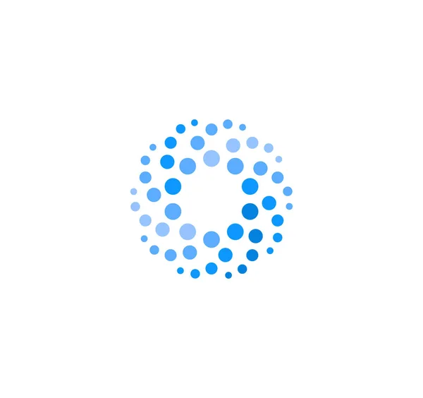 Cor azul abstrato logotipo redondo de círculos. Modelo de logotipo do vetor de água. Limpeza inovadora e método de congelamento. Ícone de bebida espumante . —  Vetores de Stock