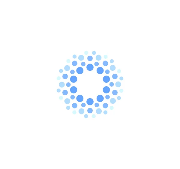 Logotipo redondo de color azul abstracto de círculos. Plantilla de logotipo de vector de agua. Método innovador de limpieza y congelación. Icono de bebida espumosa . — Vector de stock