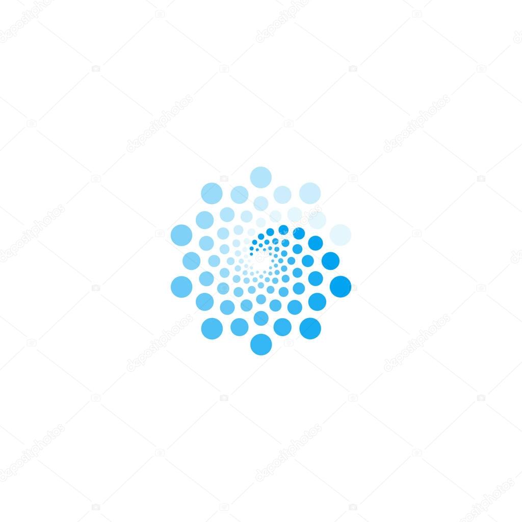 Sea wave blue color logo. Digital revolution technology, circles sign. Round logotype. Download process icon.