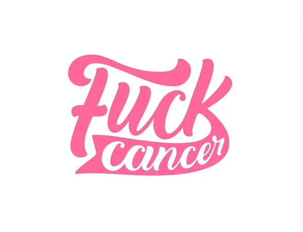 Fuck Breast Cancer Vector Awareness Symbol. Pink lettering and ribbon with text. Survivor patient, life power print. — Stockvector