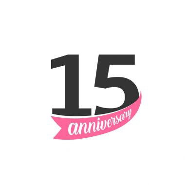 On beşinci yıldönümü vektör logosu. Sayı 15. Gösterim amacıyla tebrik kartı, davet, poster, evlilik, anma, sertifika.