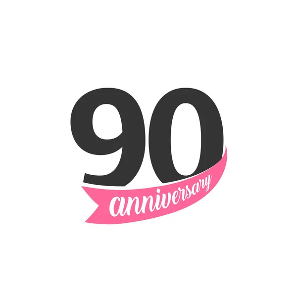 Logotipo vetorial do nonagésimo aniversário. Número 90. Ilustração para cartão de saudação, convite, cartaz, casamento, comemoração, certificado . — Vetor de Stock