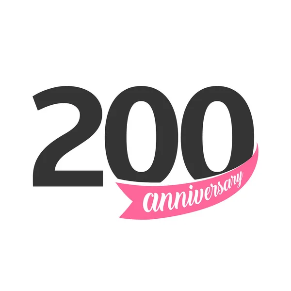 Logo vettoriale del Duecento Anniversario. Numero 200. Illustrazione per biglietto di auguri, invito, manifesto, matrimonio, commemorazione, certificato . — Vettoriale Stock