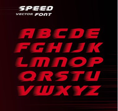 Spor vektör yazı tipi, kırmızı renk alfabe carting, yarış, Lojistik, teslim iş için.