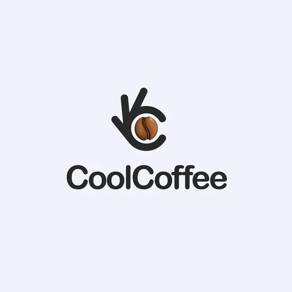 Grão de café, símbolo de Ok, logotipo vetorial ok, alta qualidade — Vetor de Stock