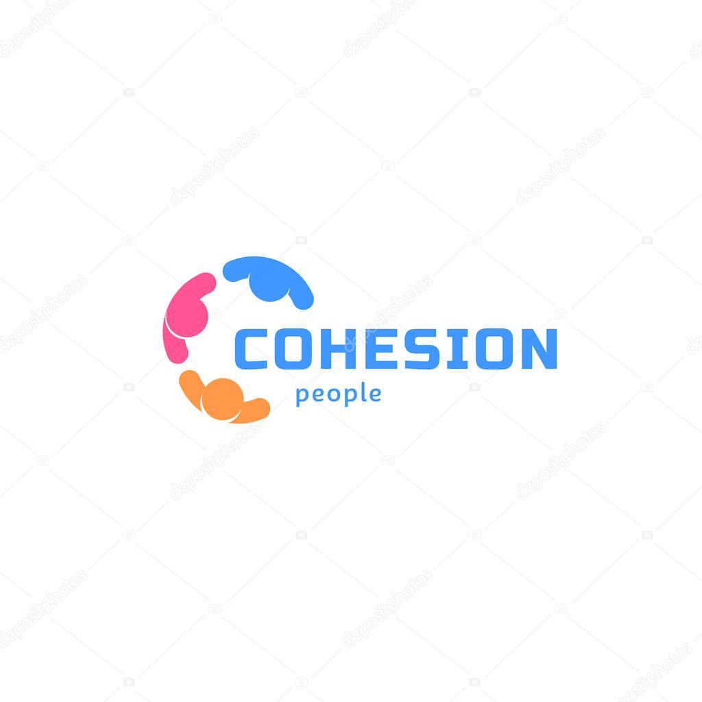 Cohesion people, abstract isolated vector logo. Colorful business identity.