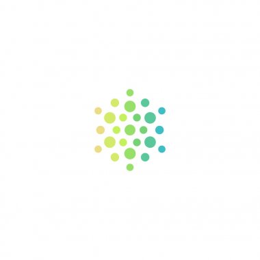 Tıbbi soyut vektör simgesi, dairesel parlak noktalı resim simgesi. Yeni teknoloji logo.