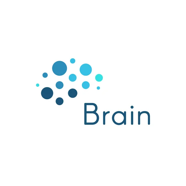 Geniale Gehirn, abstrakte blaue Kreise medizinische und wissenschaftliche Vektor-Logo-Vorlage. Ikone der Innovationsentwicklung. — Stockvektor