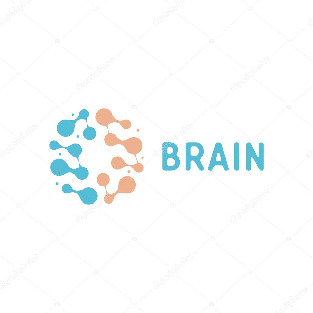 Neurons and symapses icon. Human brain connections. Neural network, memory atlas, minimal design vector logo