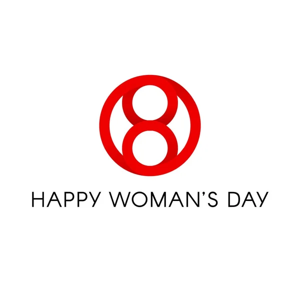 Forma cercului roșu, semn de zi fericit internațional pentru femei, șablon de logo vectorial minim abstract pe fundal alb . — Vector de stoc