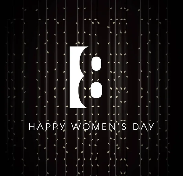 Felicitări pentru Ziua Internațională a Femeilor. Garlande fundal negru . — Vector de stoc