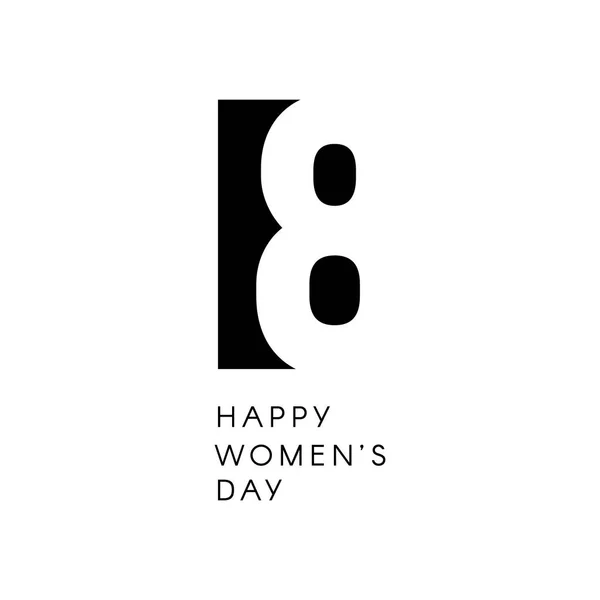 Un semn de zi fericit pentru femei. Logo-ul vectorial negru negativ . — Vector de stoc