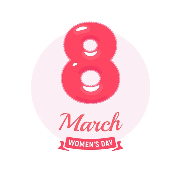 8 marș logo-ul, pictograma zilei femeii, pasteluri delicate culoare, vector de desene animate semn izolat . — Vector de stoc