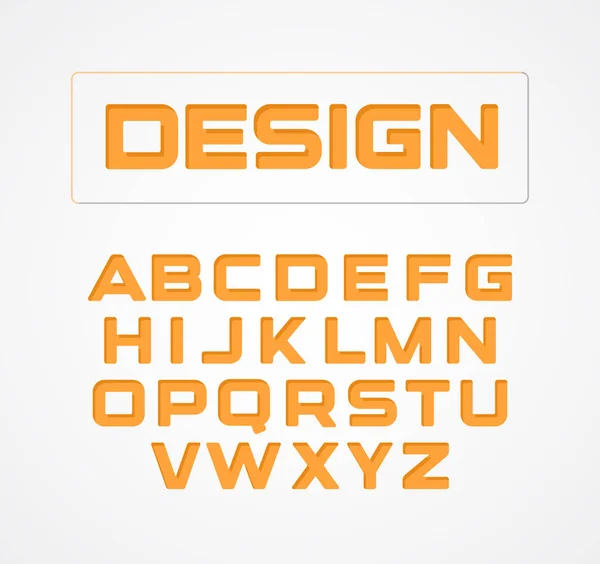 Geometrisch minimalistische technologische ontwerp lettertype. Alfabet symbolen, vector-collectie. Oranje gestileerde letter set. — Stockvector