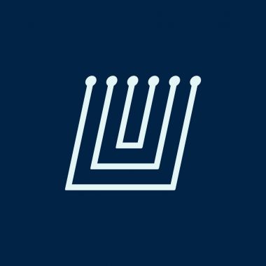 Harf U. yazı tipi labirent italik, vektör geometrik alfabesine koyu arka plan