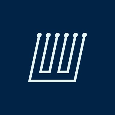 Mektup W. Font labirent italik, vektör geometrik alfabesine koyu arka plan